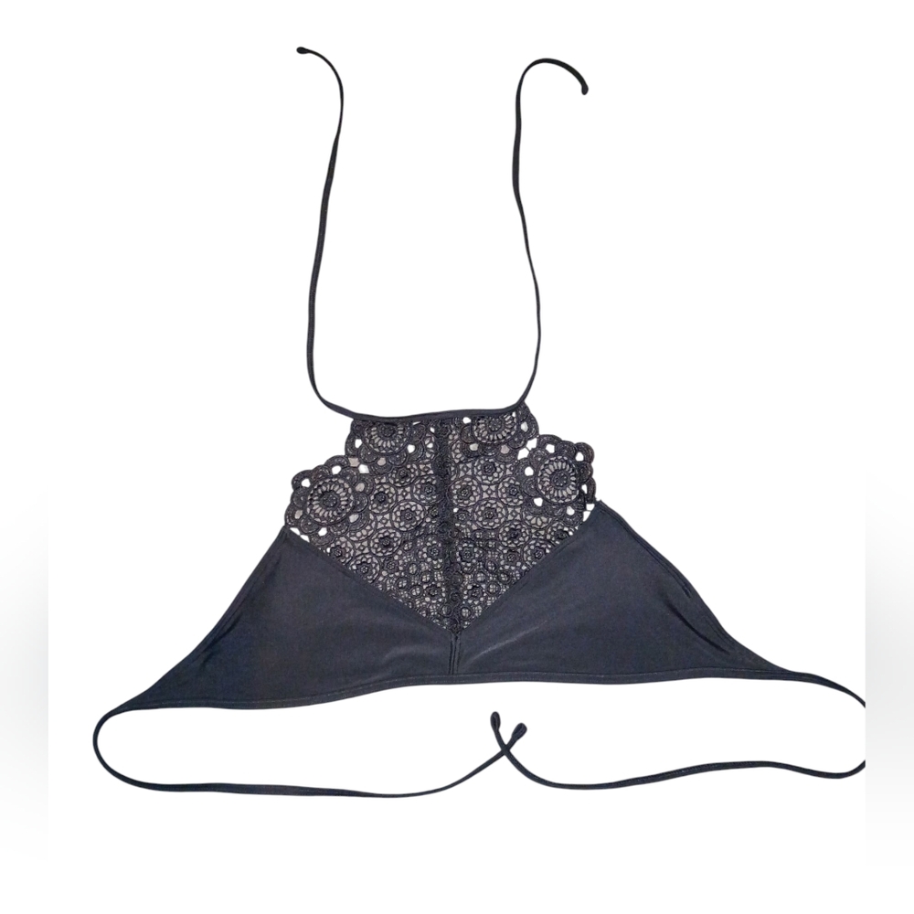 NWT Aerie Black Halter Bikini Top